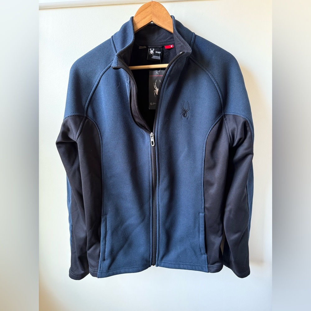 NWT SPYDER‎ Frontier Full Zip Jacket Blue Black Performance Wear Lightweight M
